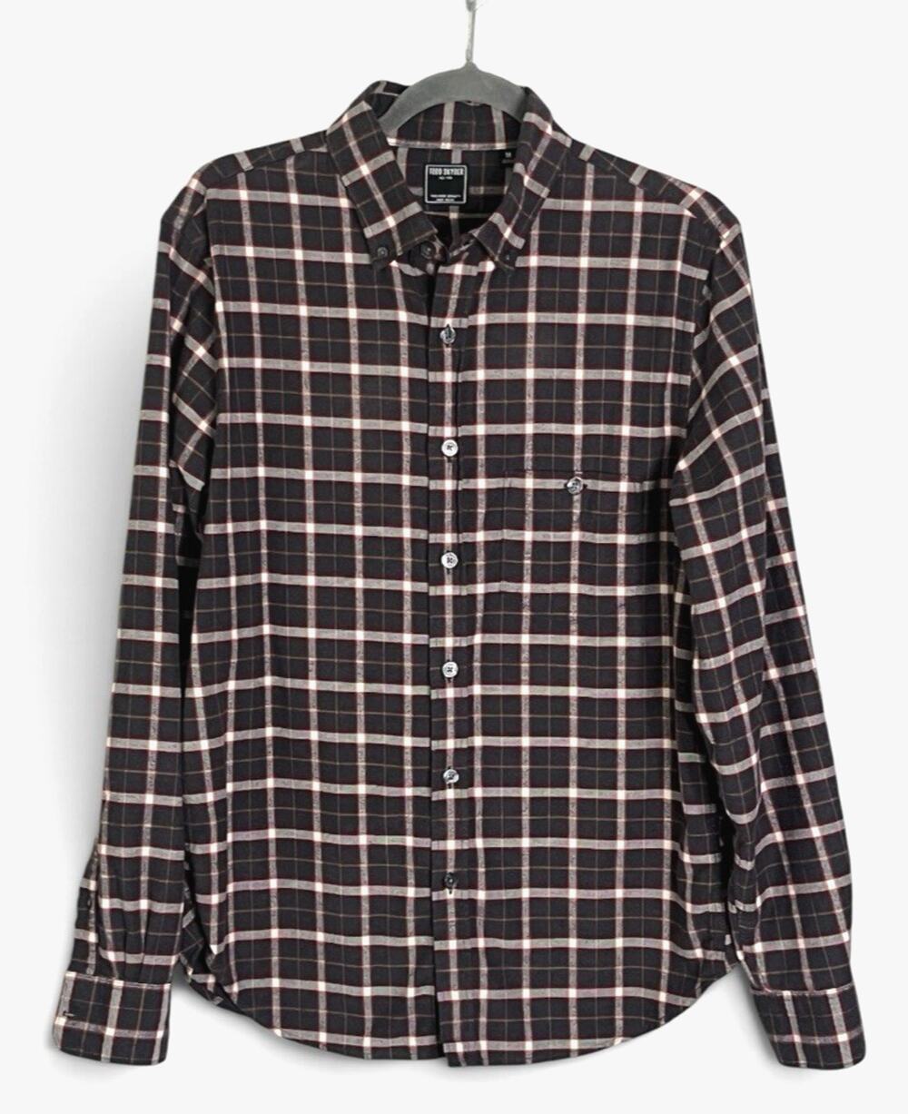 Todd Snyder Flannel Shirt Men’s M Button Down 100% Cotton Brown Plaid Portugal